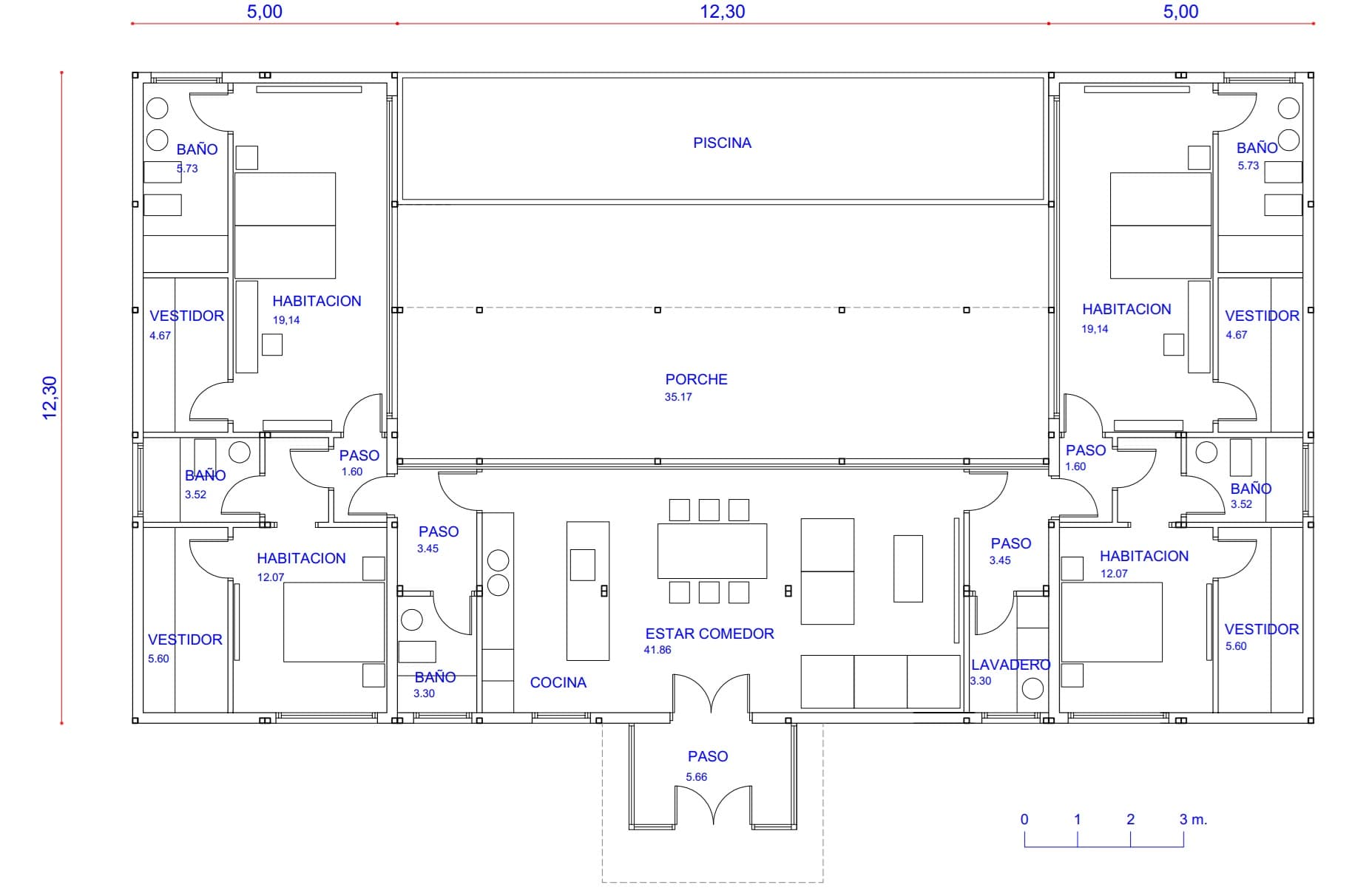 180 y 120 m² plano 2
